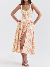 Midikleid mit Schnürung und Patchwork-Print